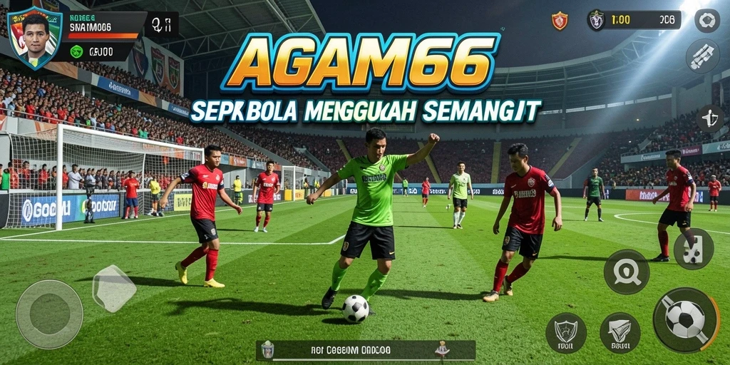 Tampilan gameplay seru di AGAM66 dengan aksi sepak bola intens.