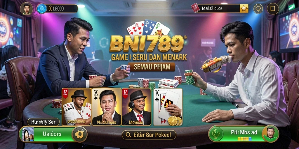 Screenshot BNI789 menunjukkan gameplay poker yang mendebarkan dan interaktif.