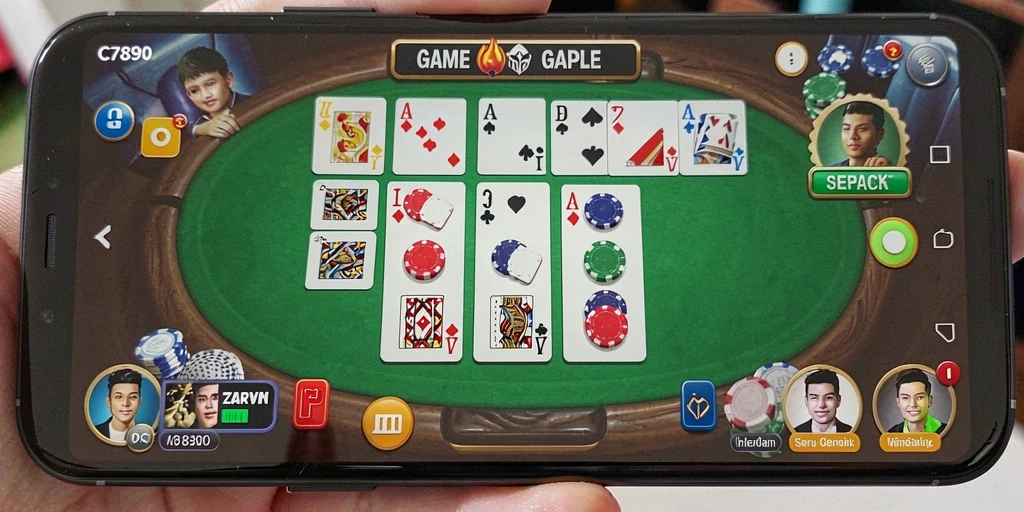 Screenshot gameplay C7890 yang menunjukkan serunya bermain Gaple.