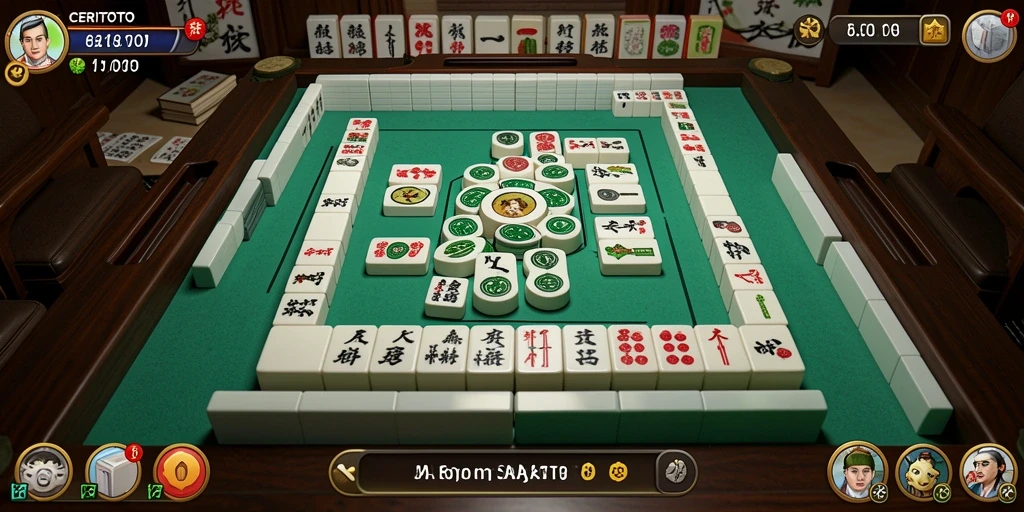 Tampilan menarik dari gameplay CERITOTO dengan ubin Mahjong.