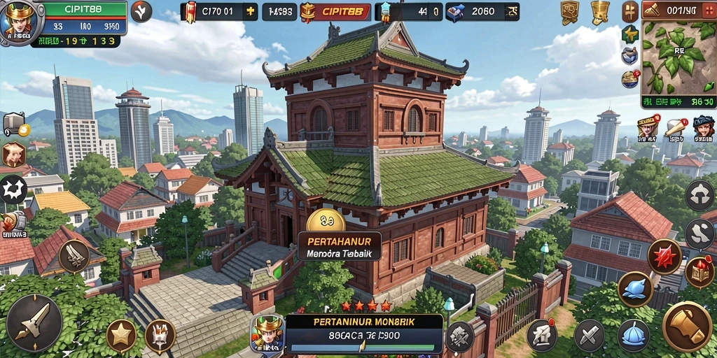 Screenshot utama gameplay CIPIT88 menampilkan pertahanan menara yang aktif.