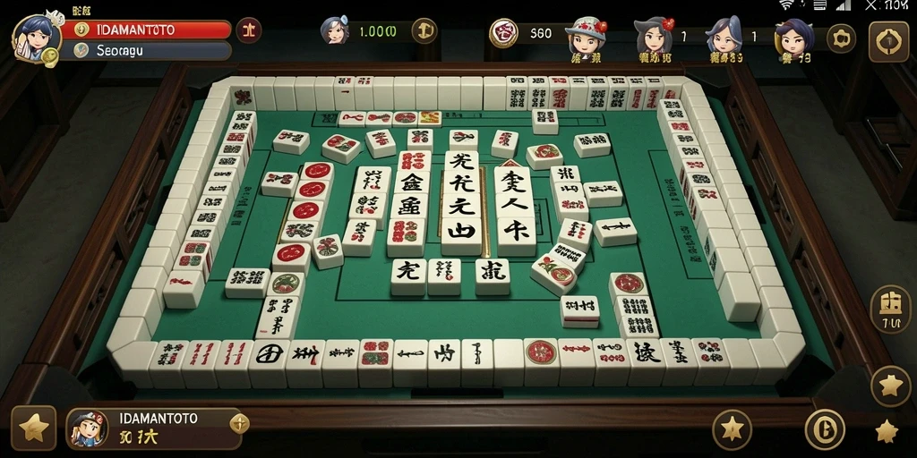 Screenshot gameplay <strong>IDAMANTOTO</strong> yang menampilkan ubin Mahjong yang menawan.