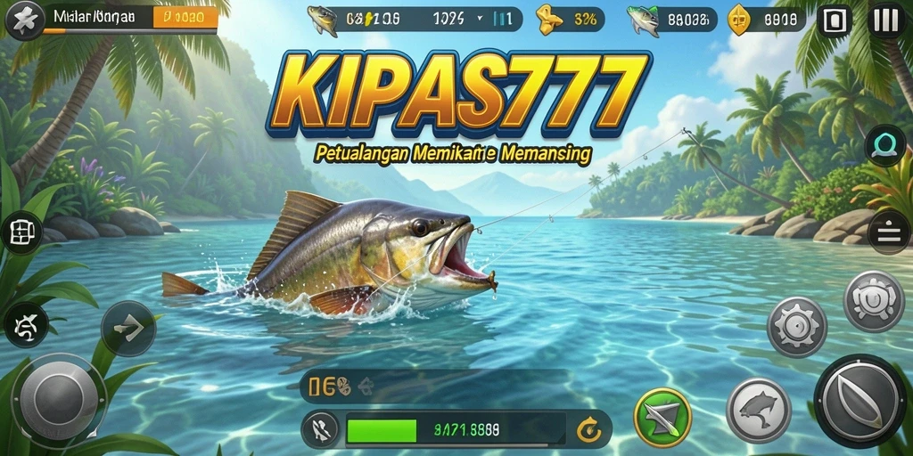 Screenshot gameplay KIPAS777 menunjukkan momen menangkap ikan besar.