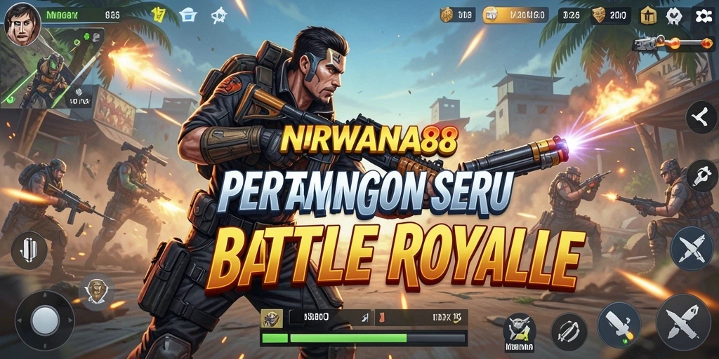 Screenshot menampilkan aksi seru dalam permainan Battle Royale.