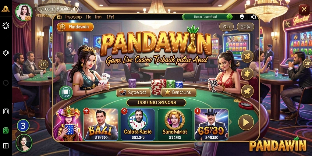 Screenshot utama PANDAWIN menampilkan gameplay Live Casino yang mendebarkan.