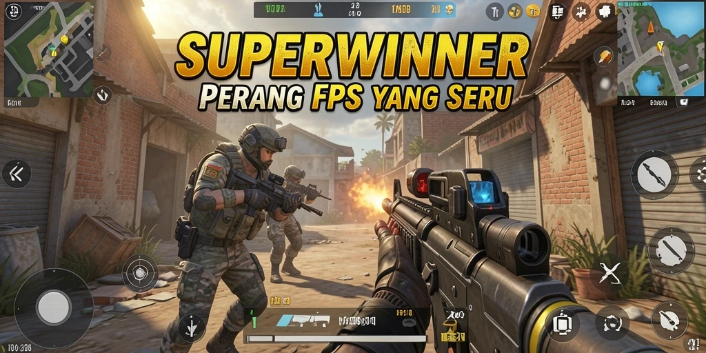 Tangkapan layar SUPERWINNER menunjukkan aksi tempur yang mendebarkan.
