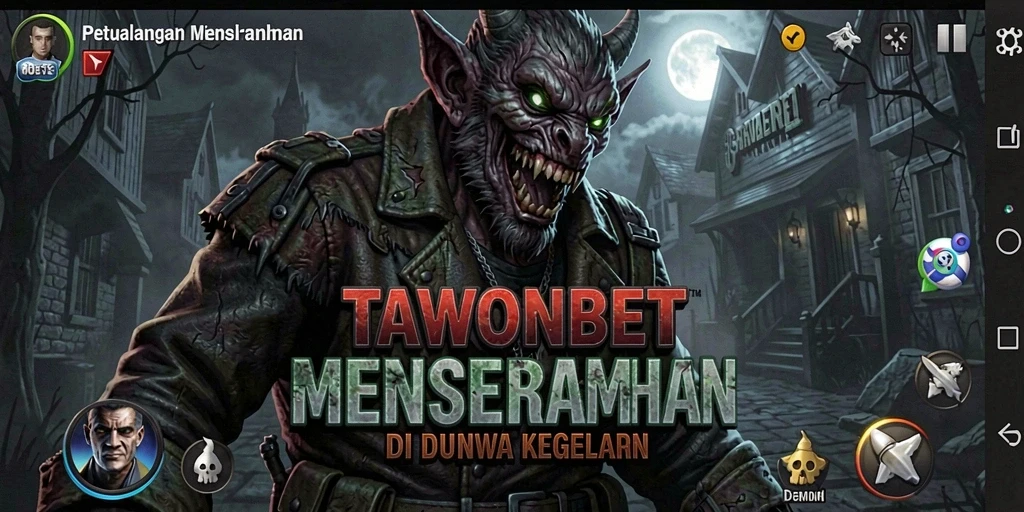 Screenshot gameplay TAWONBET yang menampilkan suasana menyeramkan.