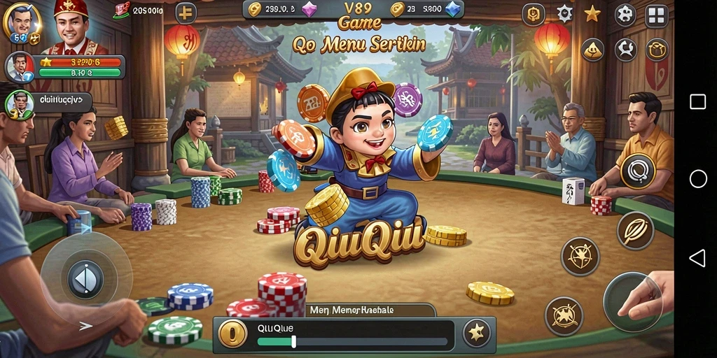 Screenshot gameplay V89 yang menunjukkan aksi seru QiuQiu.